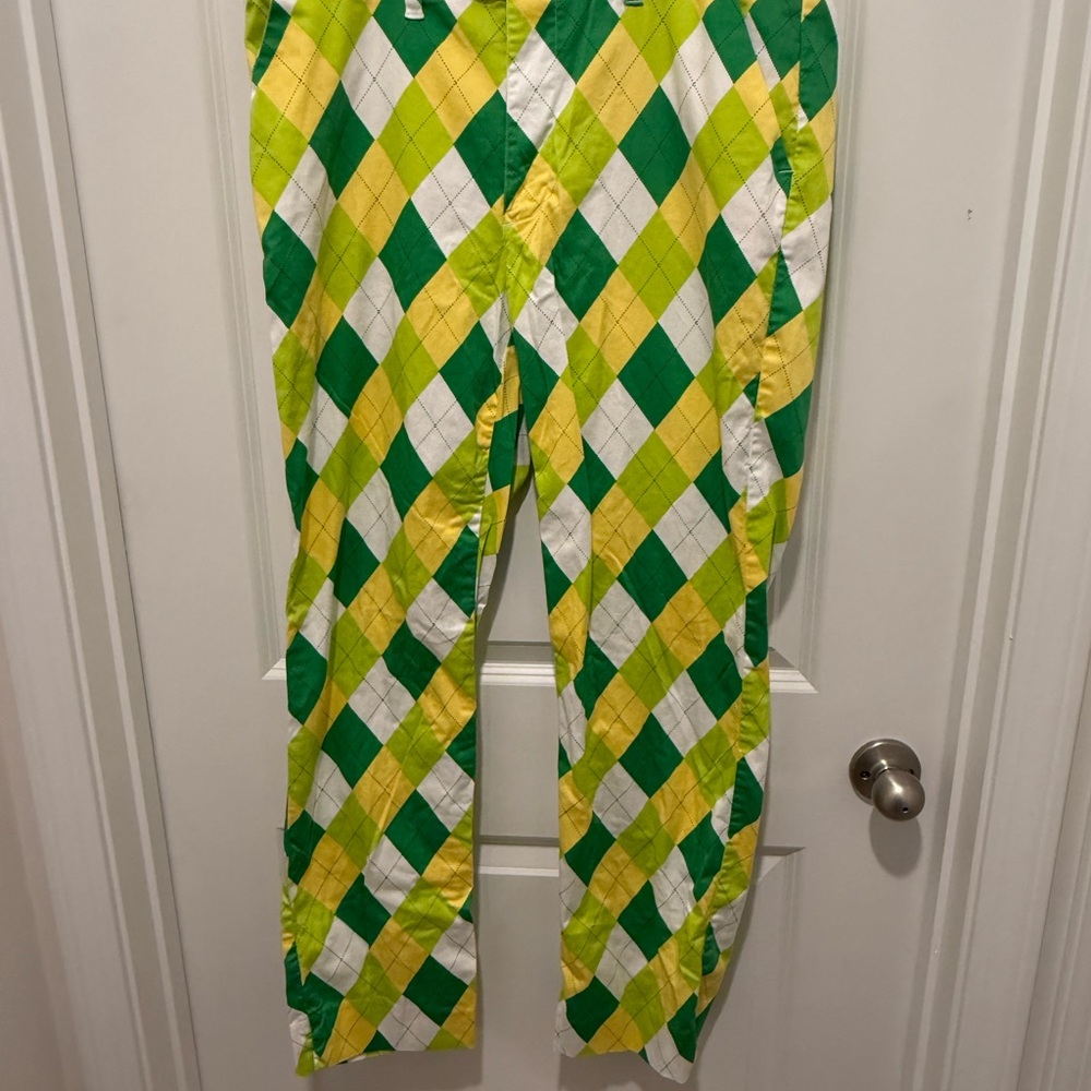 Loudmouth Green and Yellow Argyle Chinos